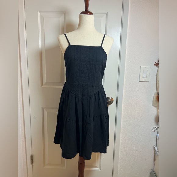 Hippie Rose Black Mini Dress‎ with Spaghetti Straps Size Large - Picture 1 of 7